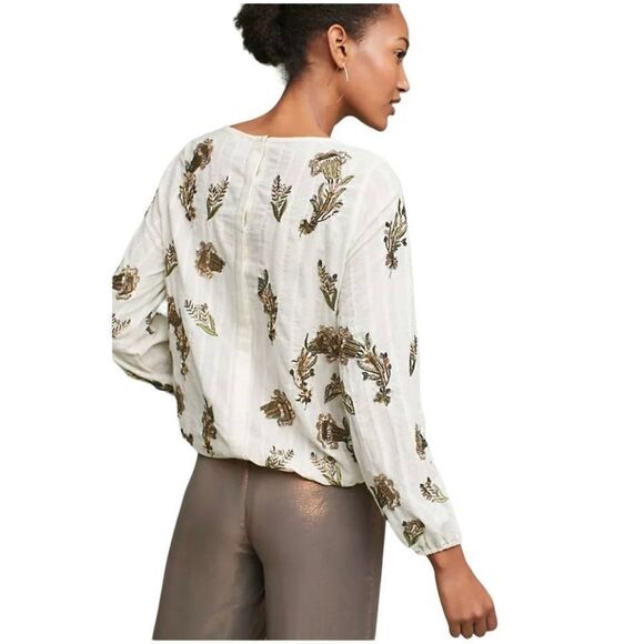 Anthropologie seen worn kept facet blouse Sequin and Beaded size XS - Picture 2 of 8